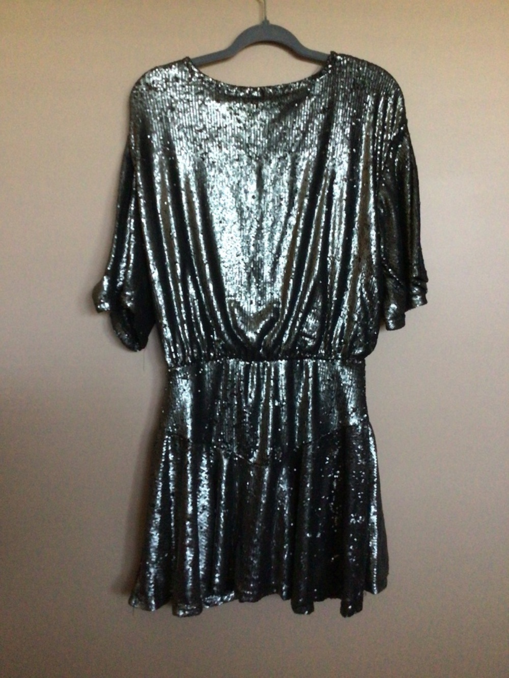 Free People “Manukau” Sequin Flutter-Sleeve Mini Dress-New with Tags-Size Large - Picture 2 of 11